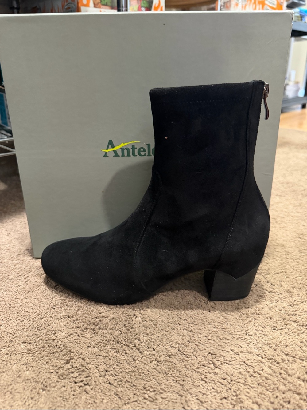 Antelope Women’s Vina Ankle Booties Black Suede Size 40 EU / 9 US
